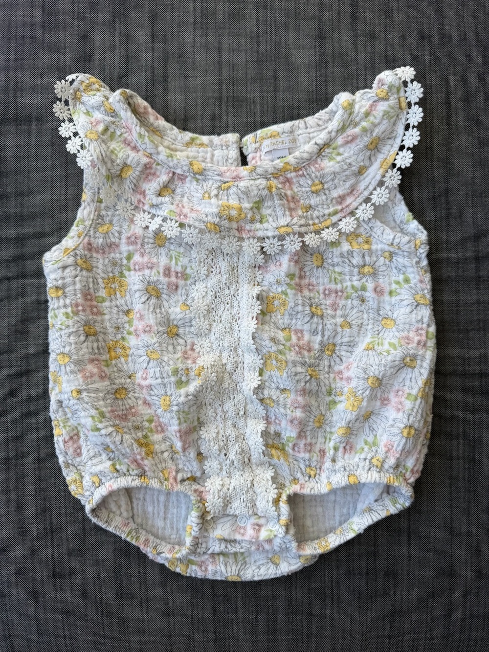 Rachel Zoe Baby Floral Daisy Lace-Trim Romper - White, Yellow, Pink